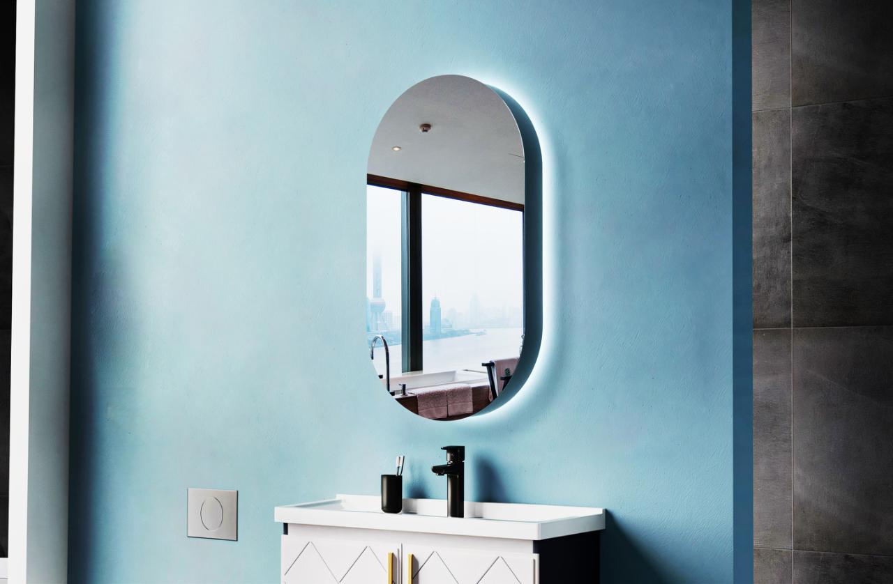 Oval spejlskab 500x900 mm