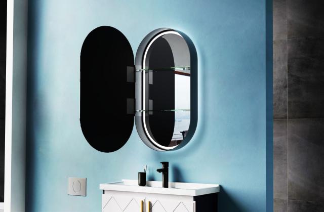 Oval spejlskab 500x900 mm