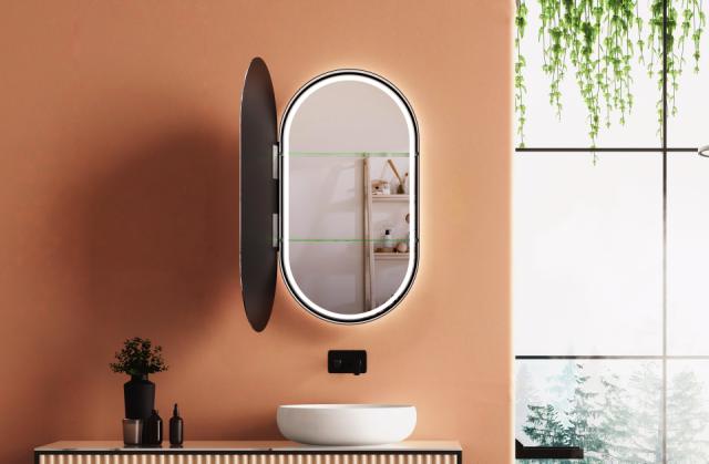 Oval spejlskab 500x900 mm