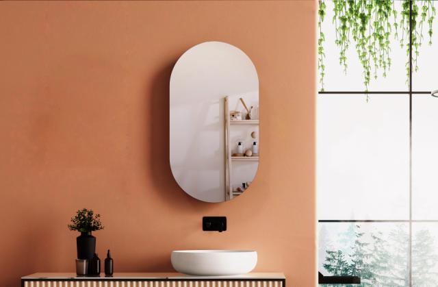 Oval spejlskab 500x900 mm